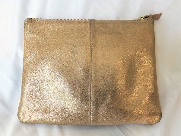 Anthropologie Rose Gold Leather Pouch