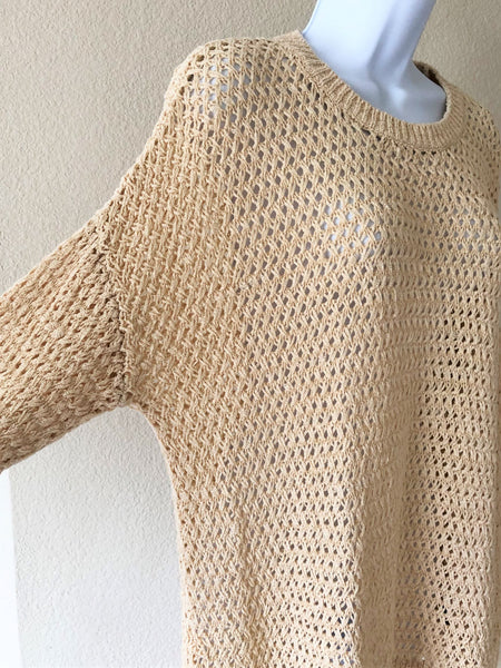 Theory Karenia Size Large Cream Knit Sweater