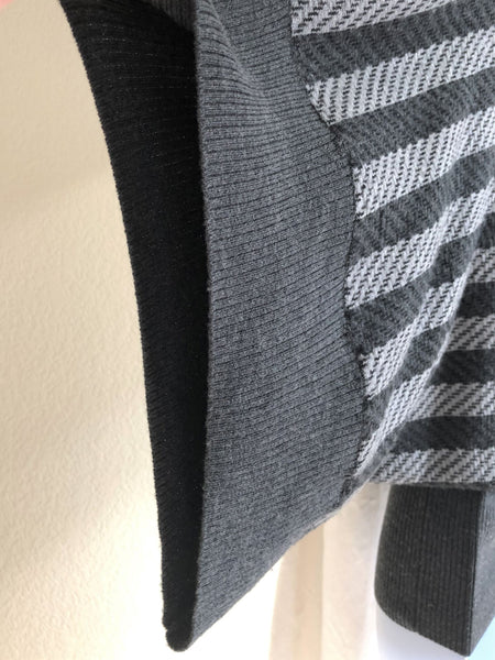 Trina Turk XS PETITE Gray Wool Striped Sweater