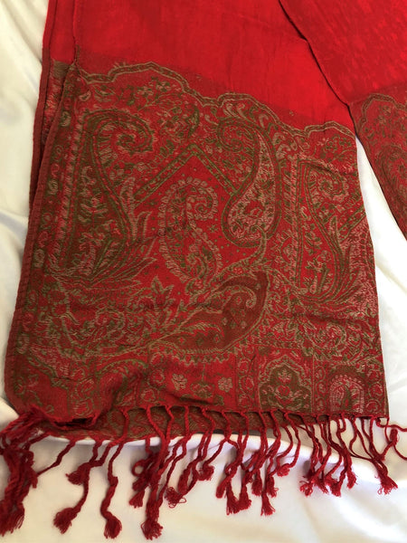 Pashmina Scarf in Red and Gold - CLEARANCE