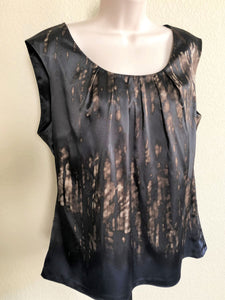 Tahari Size Large Brown and Black Satin Top - CLEARANCE