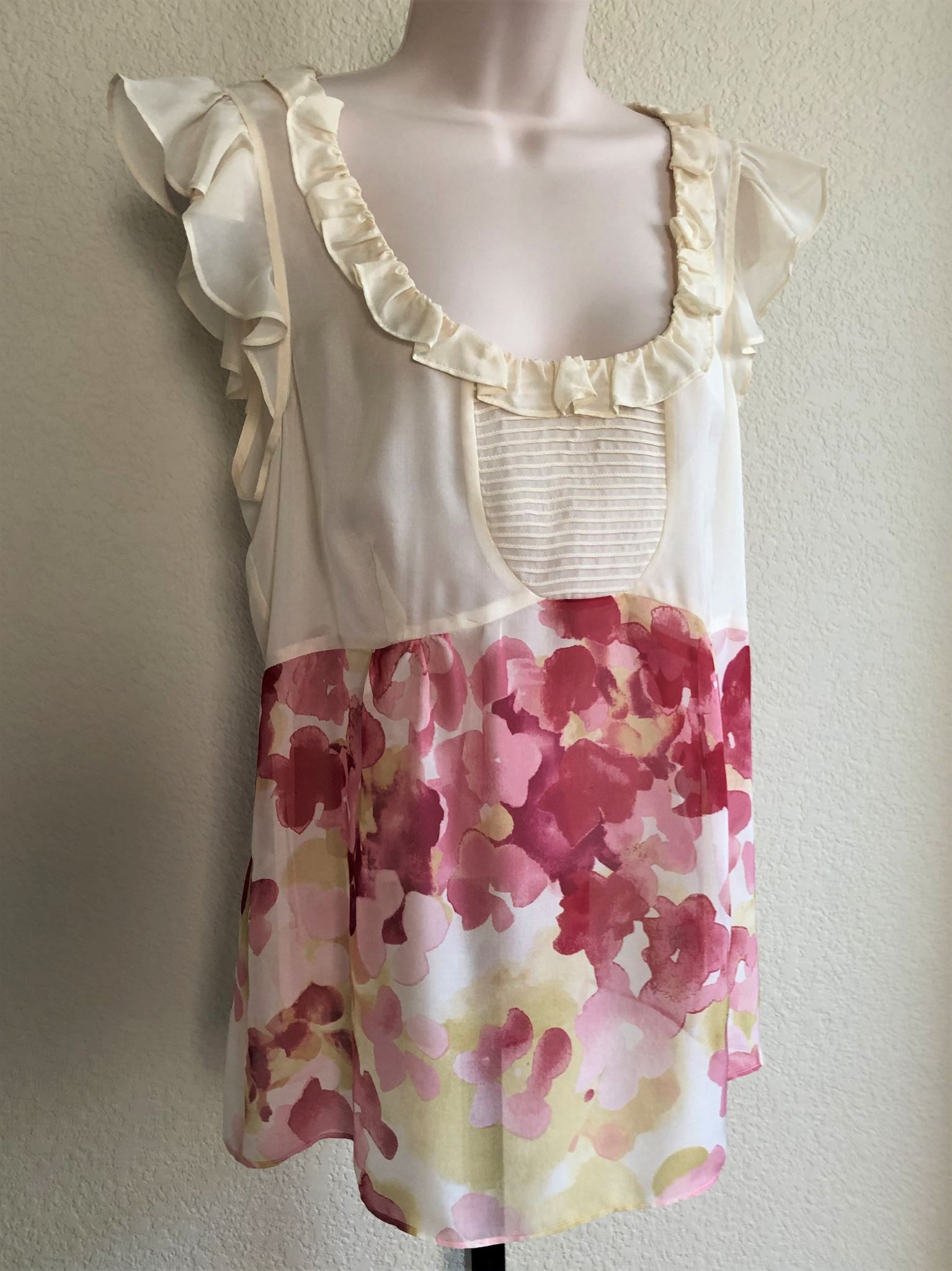 Odille Anthropologie MEDIUM Floral Silk Top