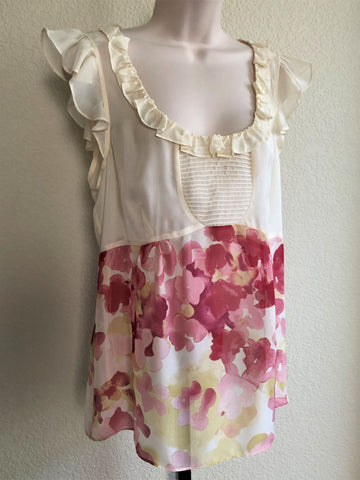 Odille Anthropologie MEDIUM Floral Silk Top