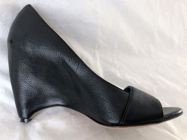 Biviel Couture Anthropologie Size 8 Sabana Black Leather Wedges