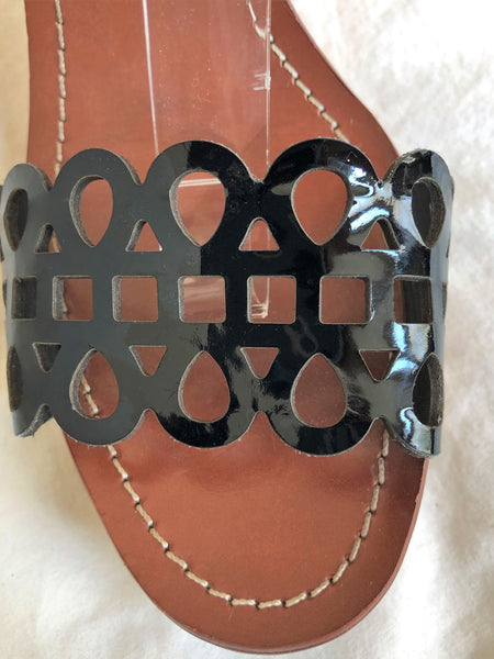 Tory Burch Size 10 Black Cut-out Wedges