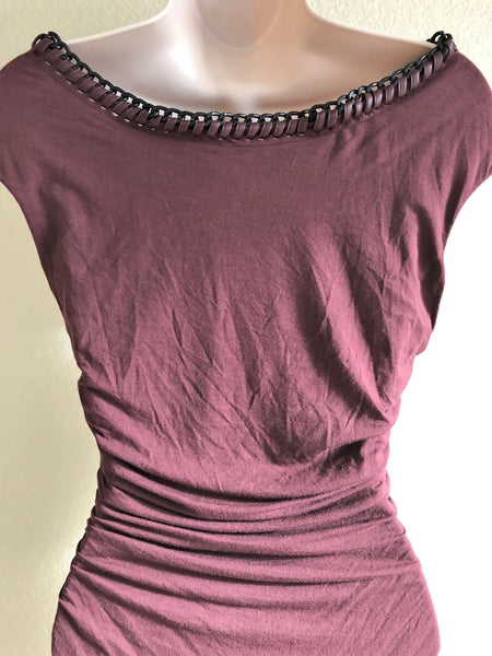 Bailey44 NEW MEDIUM Burgundy Chain Top