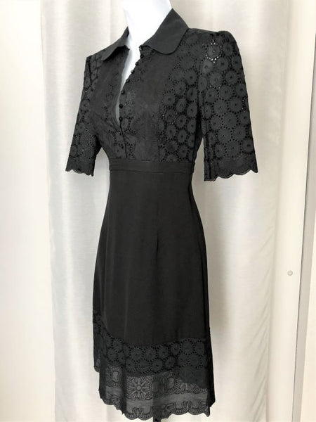 Catherine Malandrino Size 0 Black Eyelet Lace Dress