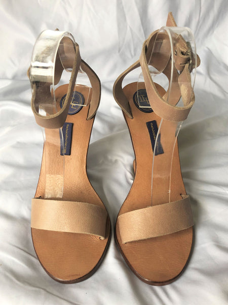 The Tui Collection Size 8 Beige Wedges Silver Heels - CLEARANCE