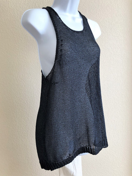 VINCE MEDIUM Navy Mesh Tank Top