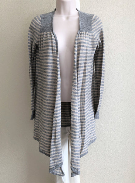 Rebecca Taylor MEDIUM Gray Stripe Wool Blend Cardigan