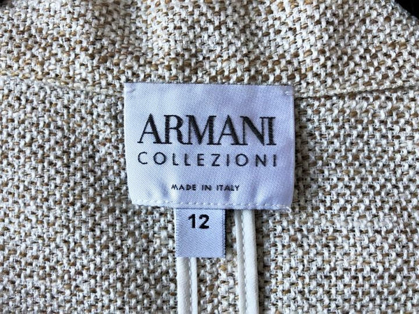 Armani Size 12 Beige Tweed Blazer