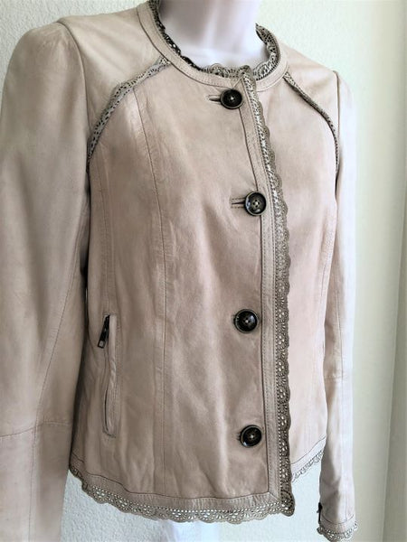 Elevenses Anthropologie Size 0 Battenburg Leather Jacket