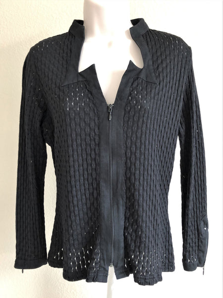 Anne Fontaine MEDIUM Vintage Black Textured Top