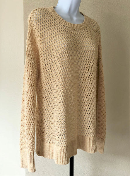 Theory Karenia Size Large Cream Knit Sweater