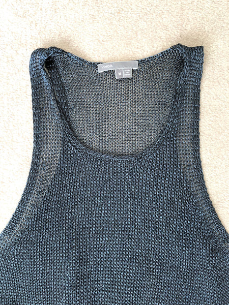 VINCE MEDIUM Navy Mesh Tank Top