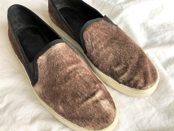 VINCE Size 9 Brown Calf Hair Slip-ons