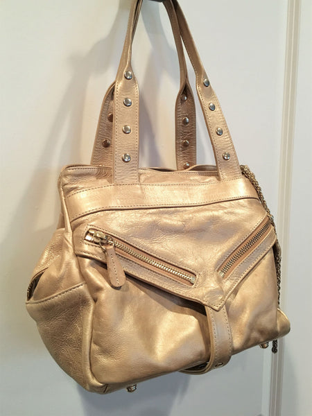 Botkier Gold Leather Trigger Shoulder Bag