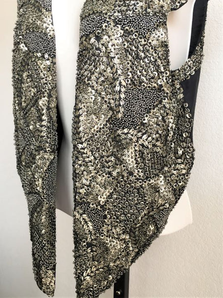 Maison Scotch Size Large Gold Beaded Black Vest