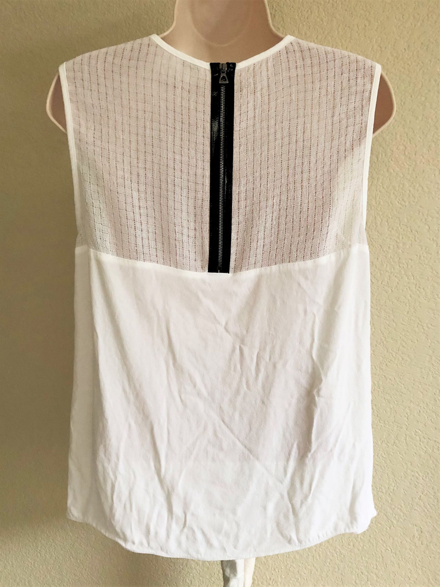 L'Agence Size 6 White Tank with Black Zipper - CLEARANCE