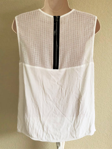 L'Agence Size 6 White Tank with Black Zipper