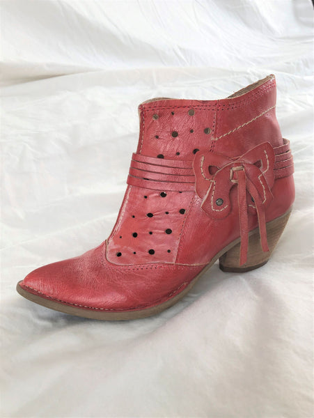 Khris Size 5.5 Red Leather Bootie - CLEARANCE