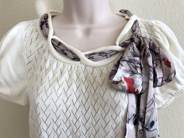 Ted Baker Size Medium Ivory Top with Scarf - CLEARANCE