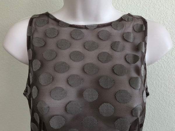 WORTH Size 4 Brown Sheer Polka Dot Tank Top