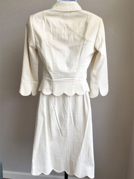 Gaetano Navarra Italian Designer Size 4 Ivory Skirt Suit