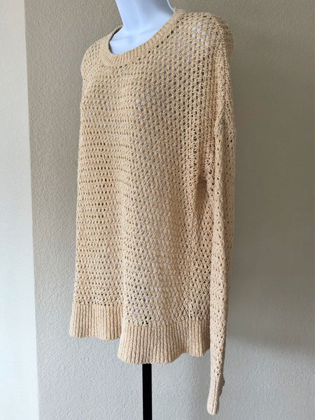 Theory Karenia Size Large Cream Knit Sweater