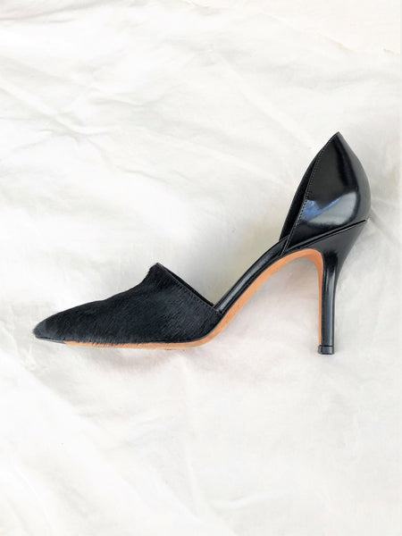 VINCE Size 6 Claire Black Calf Hair Pumps