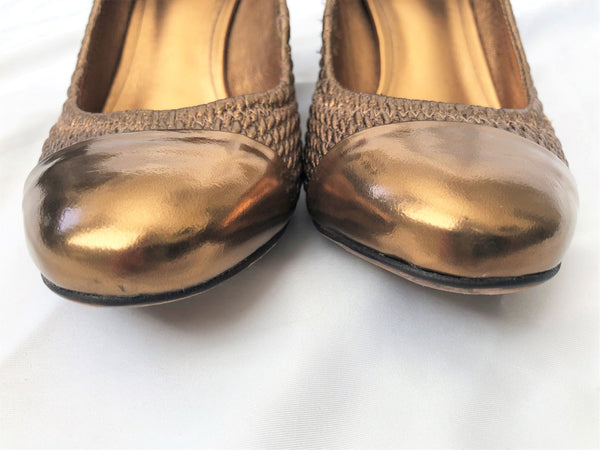 Tory Burch Size 6 Bronze Woven Pumps