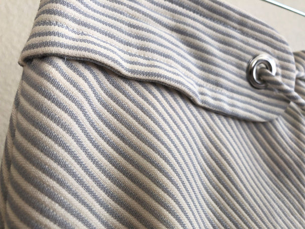 Tocca Size 2 Cream and Blue Striped Wool Skirt