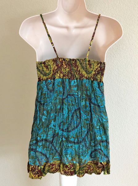 Hale Bob Size Small Teal Paisley Silk Tank - CLEARANCE