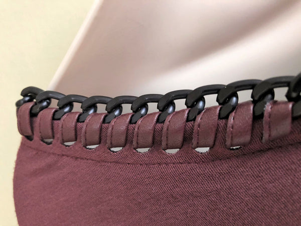 Bailey44 NEW MEDIUM Burgundy Chain Top