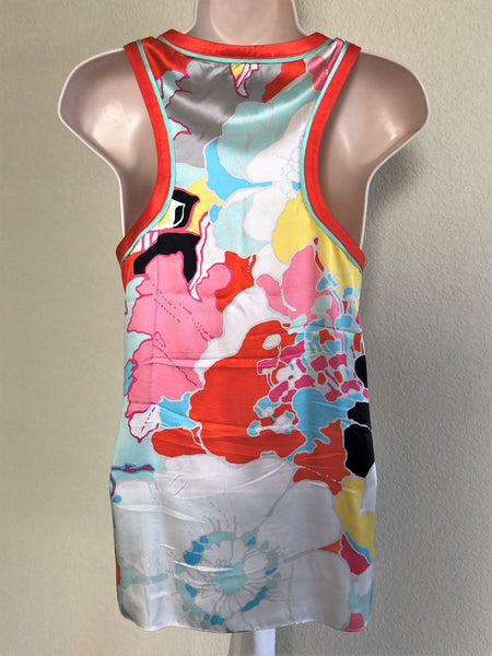 WORTH Size 8 Coral Aqua Silk Tank