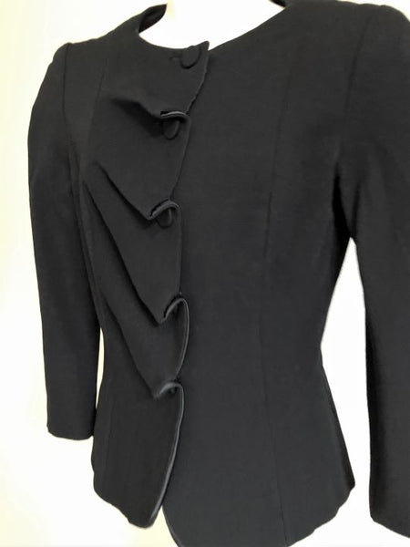 Armani Collezioni Size 10 Black Ruffle Blazer