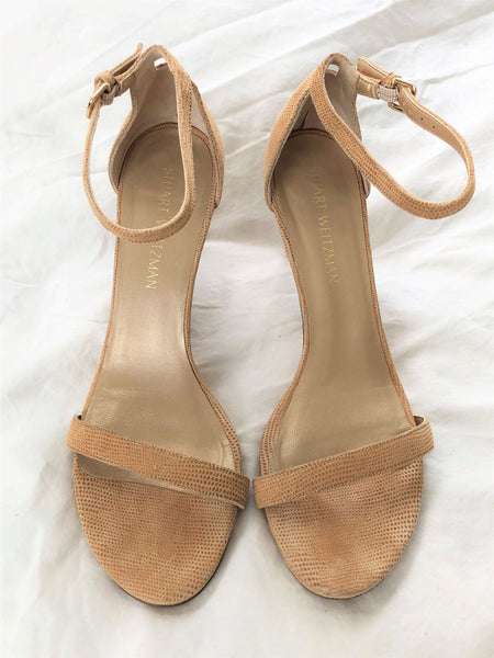 Stuart Weitzman Size 9.5 Nude Leather Strappy Sandals - CLEARANCE
