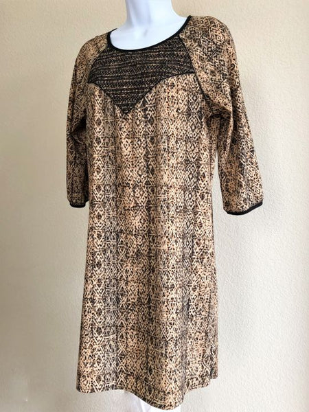 Maison Scotch Size Small Tan Tribal Dress