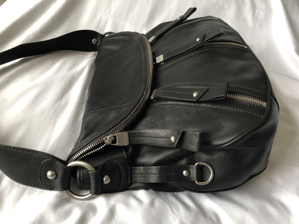 B Makowsky Black Leather Shoulder Bag
