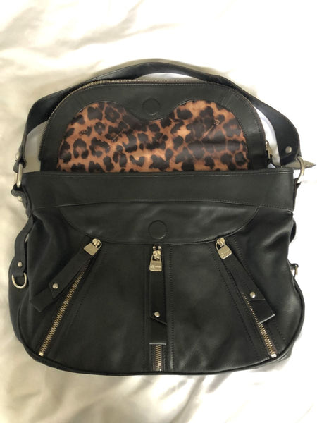 B Makowsky Black Leather Shoulder Bag