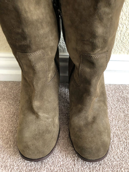 Michael Kors Size 7 Burke Olive Suede Boots