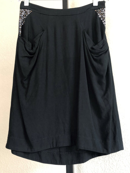 Diesel Size XXS Black Studded Pocket Skirt - NEW