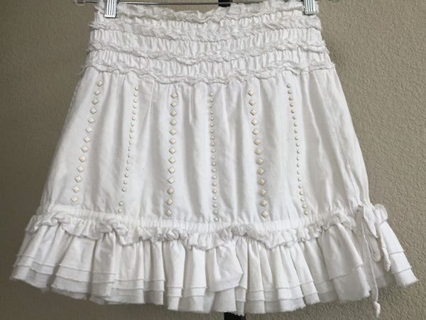 Paola Frani Size 6 White Ruffle Skirt