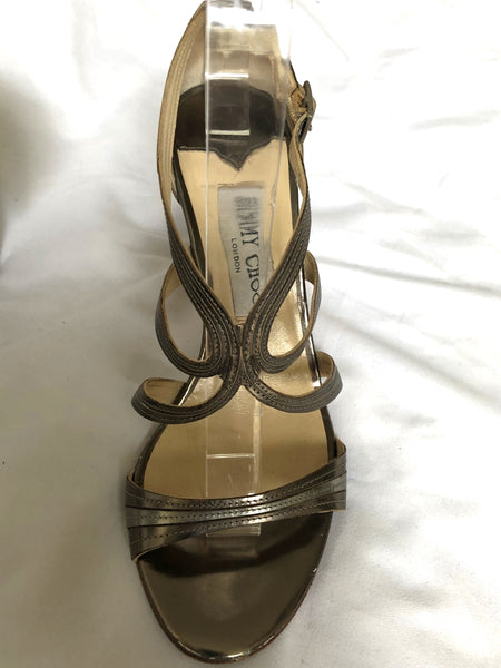 Jimmy Choo Size 7.5 Champagne Leather Heels