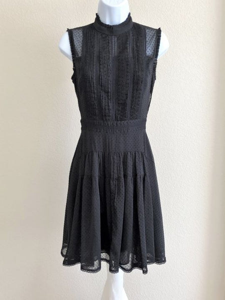 AllSaints Size 0 Myra Black Flare Dress