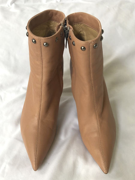 Ninalilou Size 7.5 Italian Luxury Tan Studded Boots - RARE!