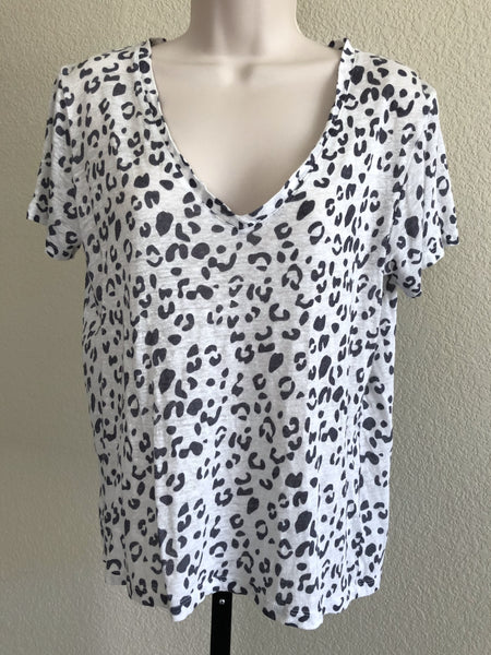 Rails SMALL White Leopard Print Linen Tee