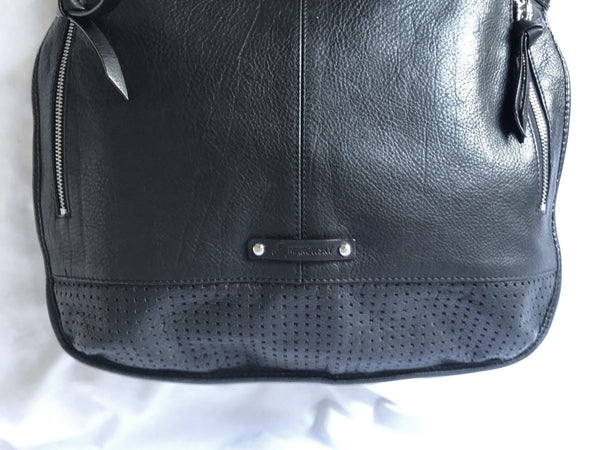 B Makowsky Black Leather Hobo Tote