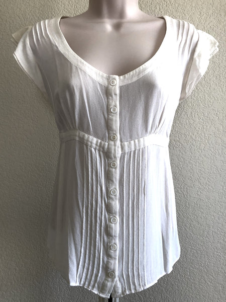 Pink Tartan MEDIUM White Silk Chiffon Top - CLEARANCE