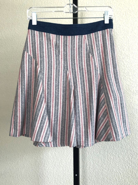 Movint for Anthropologie SMALL Striped Flare Skirt